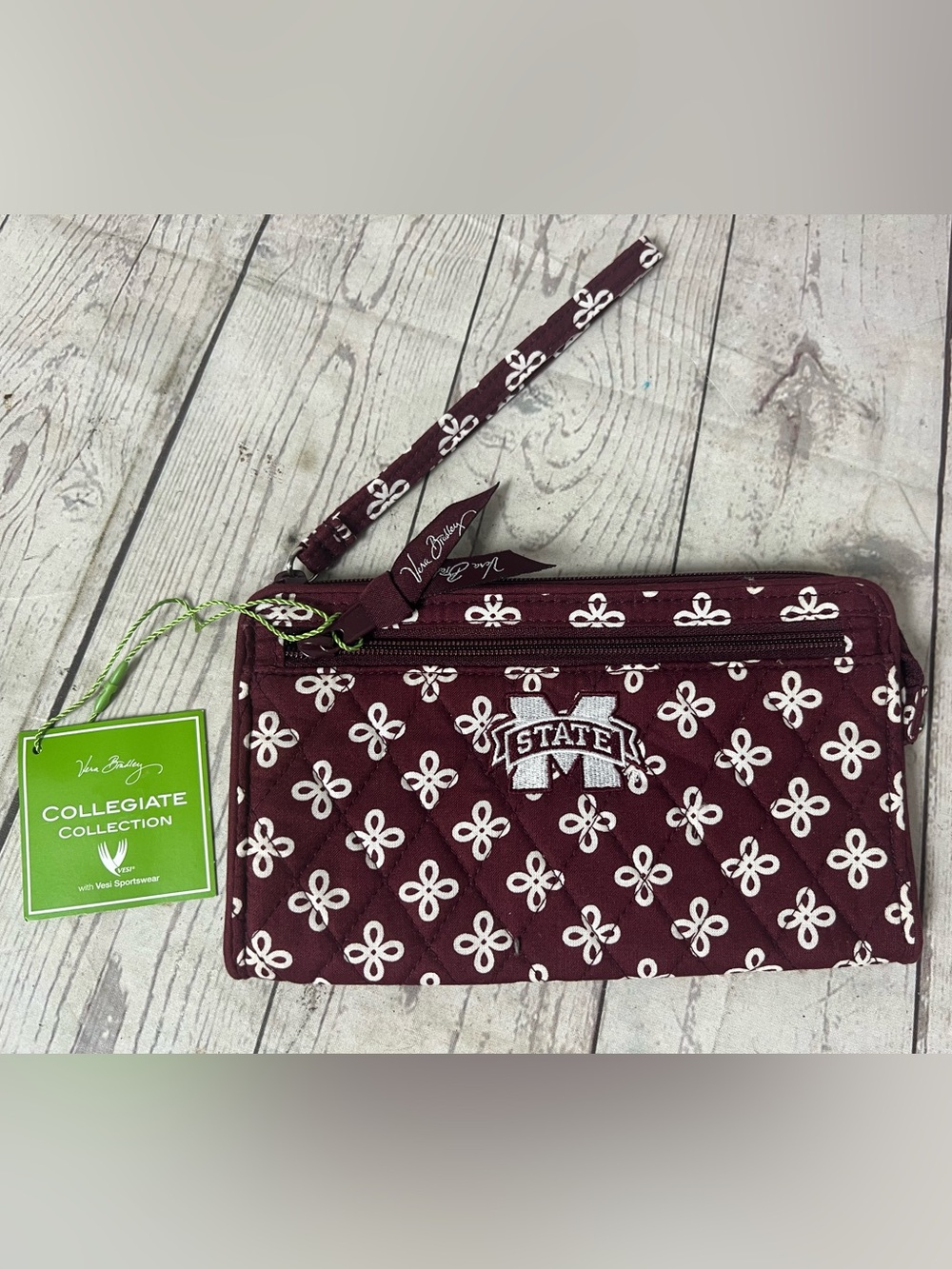 Vera Bradley University of Mississippi Maroon White Mini Concerto Wallet NWT